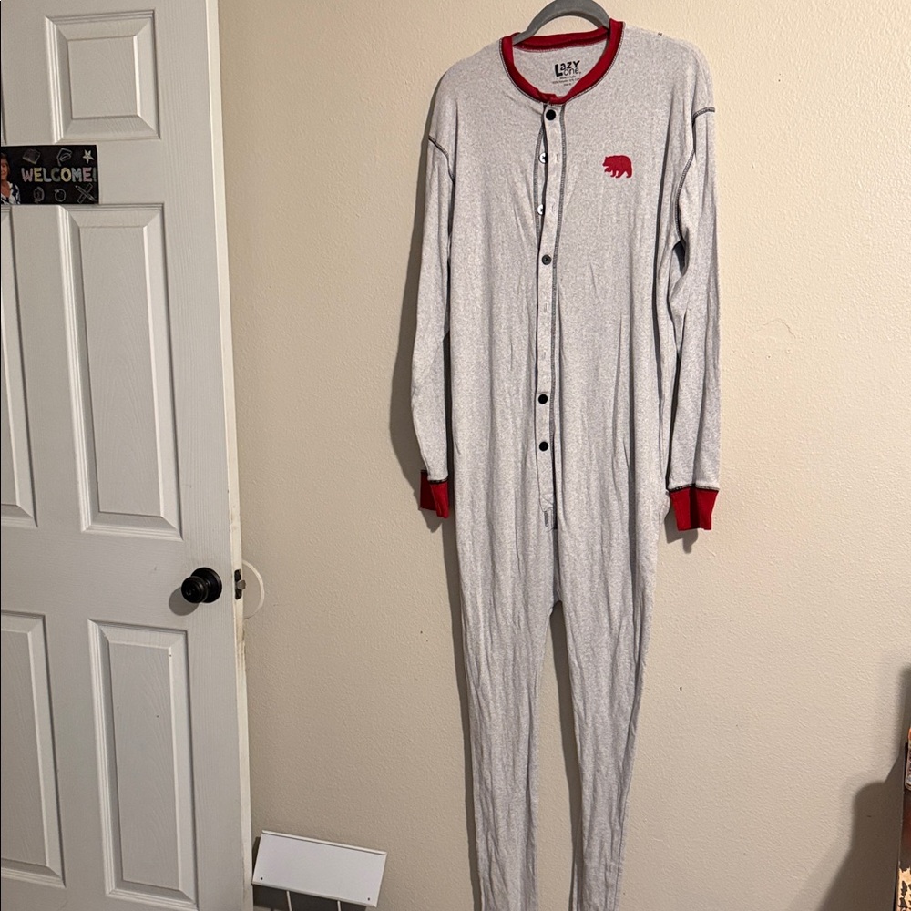 Lazy One Light Gray and Red Kids Footie